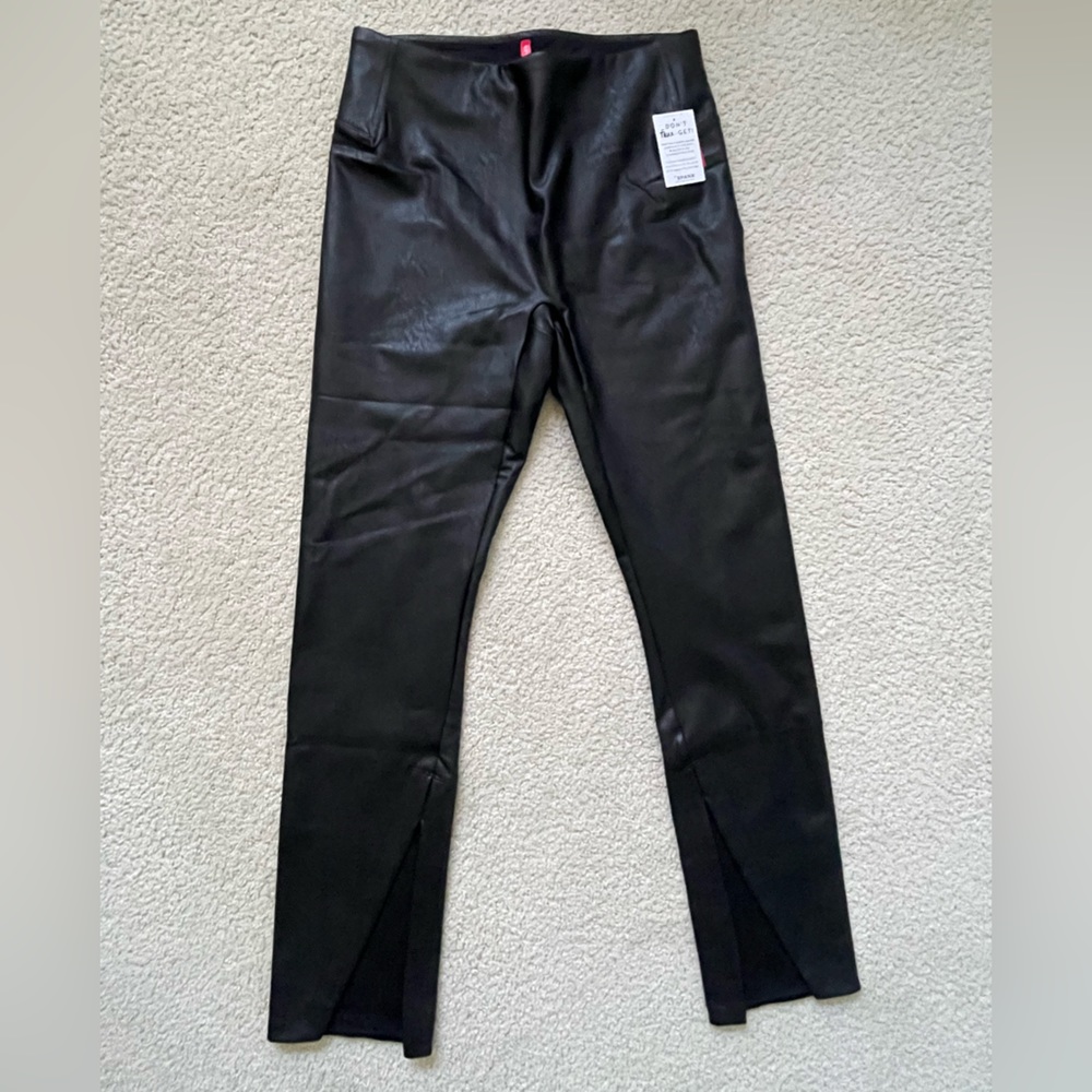 NWT SPANX Faux Leather front-slit Pant